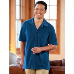 Budget 😀 Orton Brothers Lakeside Terry-Cloth Shirt Navy 👏