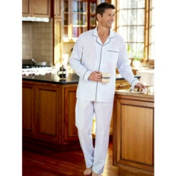 Deals ✨ Vermont Country Store Ultralight Cotton Voile Pajamas Blue Stripe 🔔